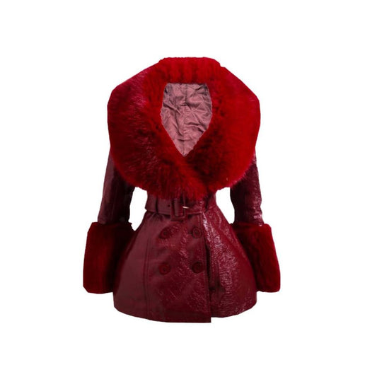 Crimson Faux Fur Coat